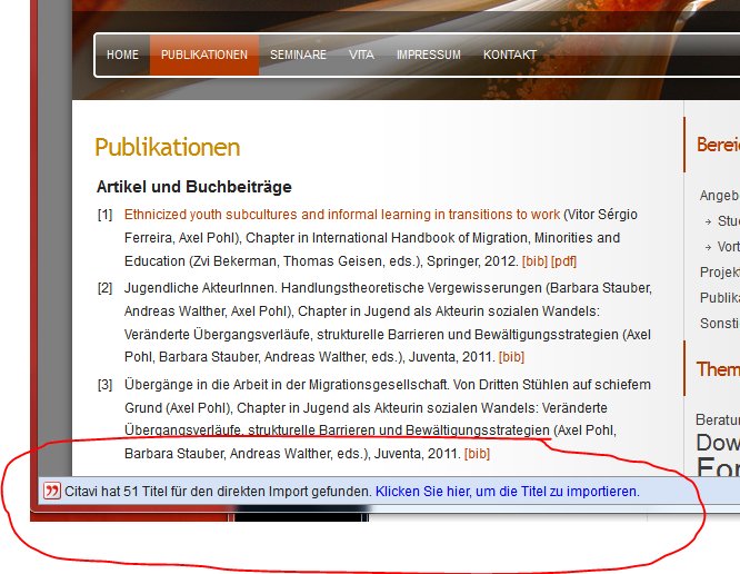 Screenshot Firefox mit Citavi Add-On